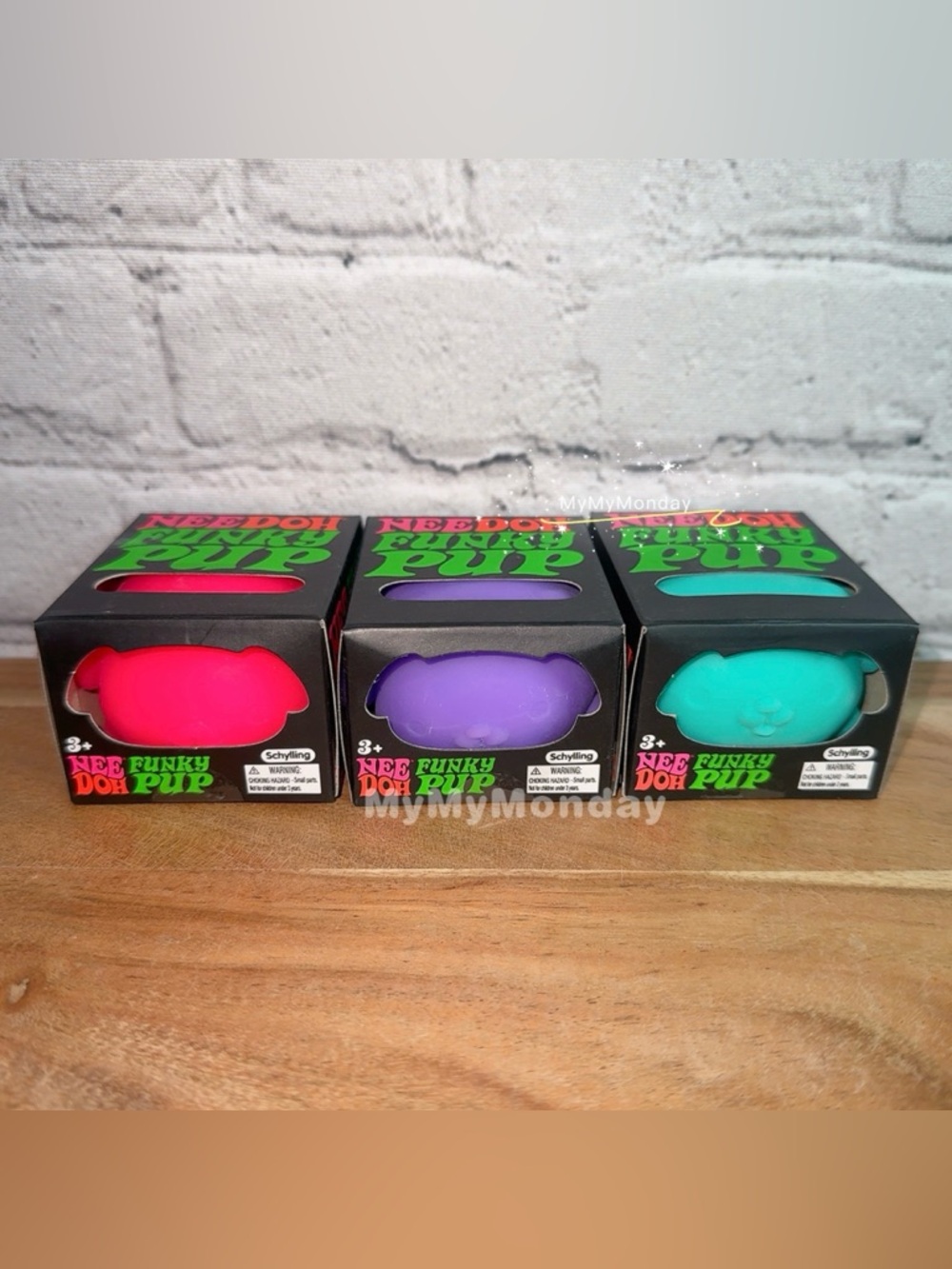 NeeDoh Funky Pup Bundle Teal Pink Purple